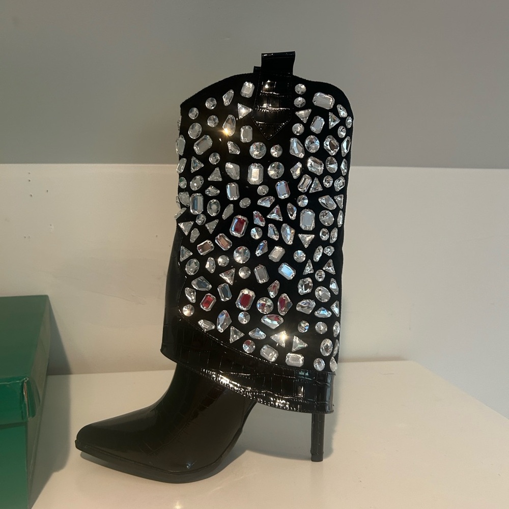 Lauren Lorraine Black Diamond Studded Boots - Picture 3 of 7